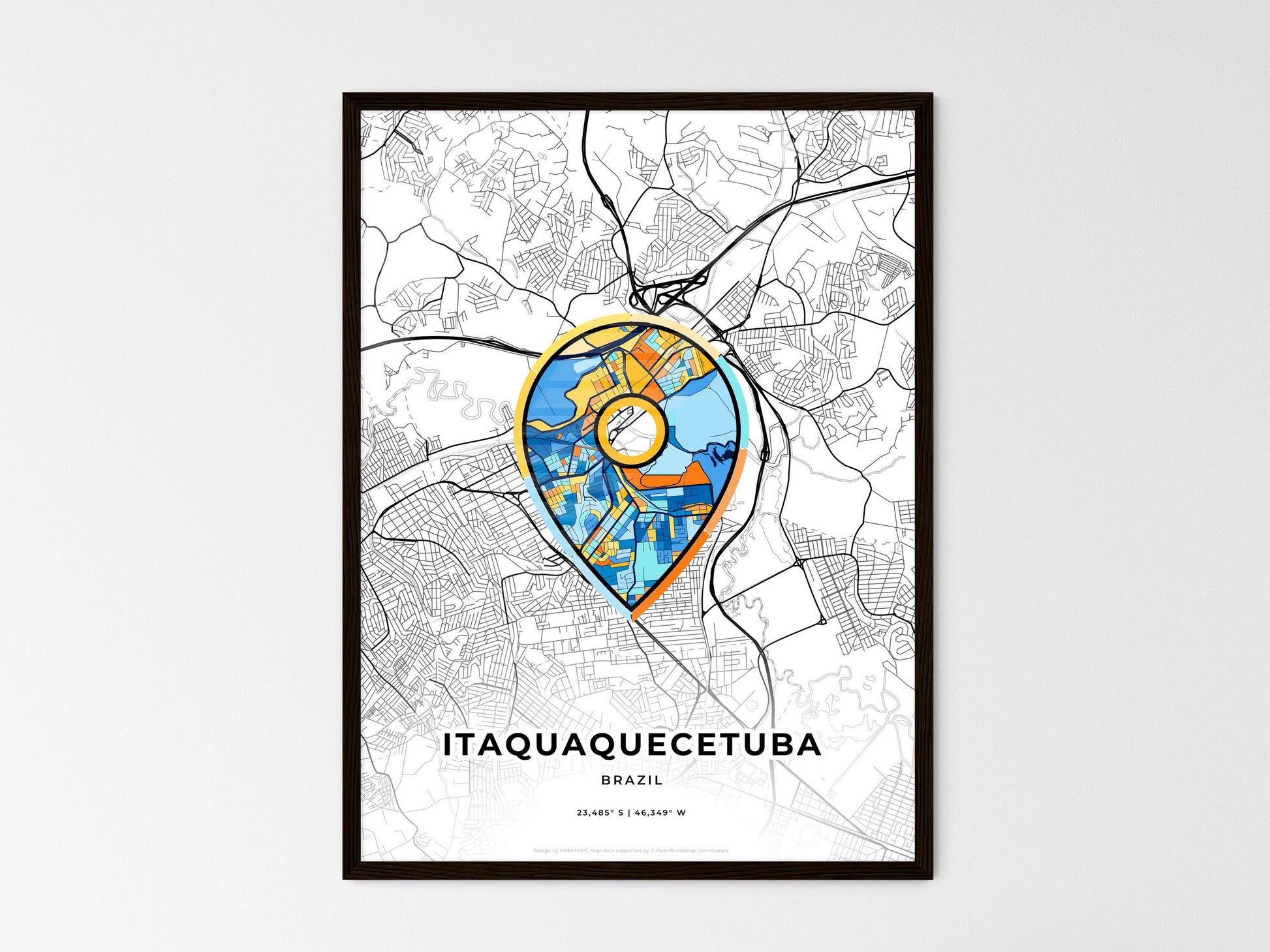 Itaquaquecetuba Brazil wedding art map with pointer icon