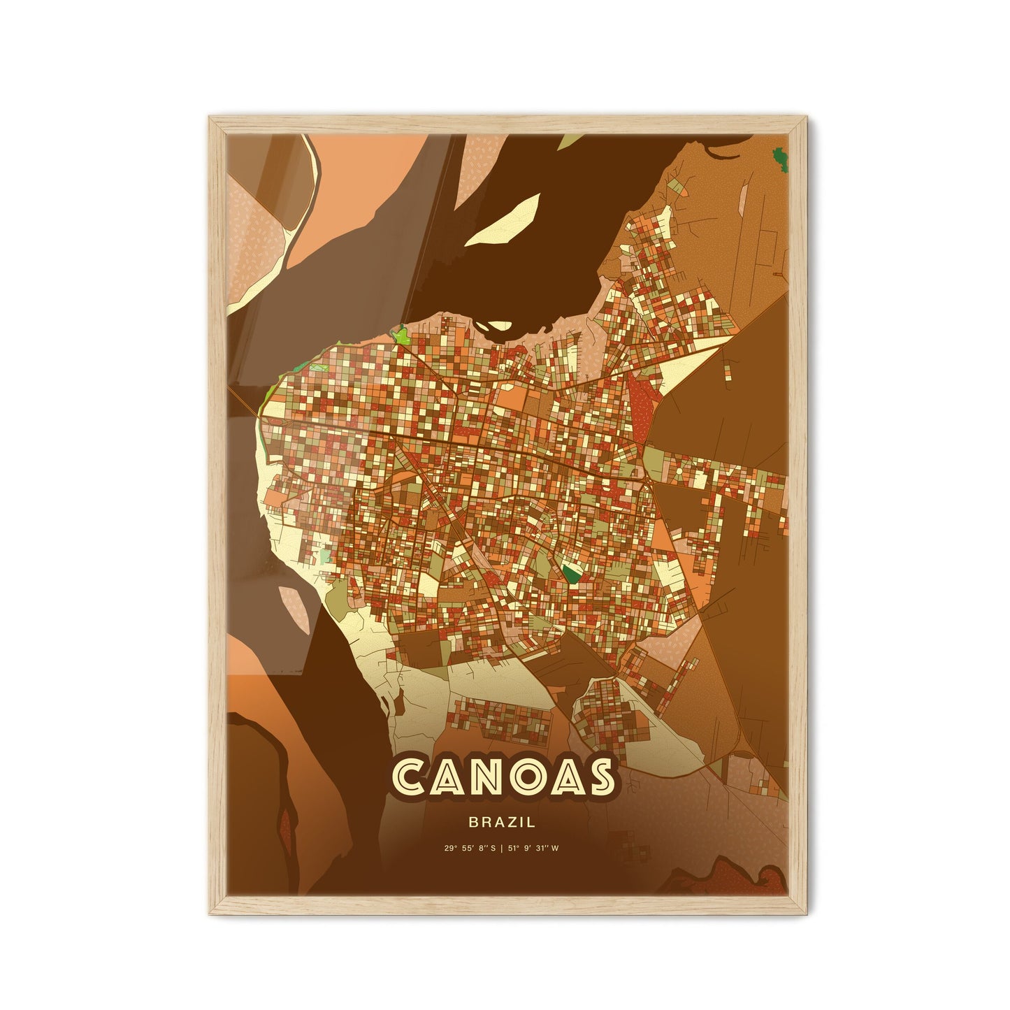 Colorful CANOAS BRAZIL Fine Art Map Farmhouse