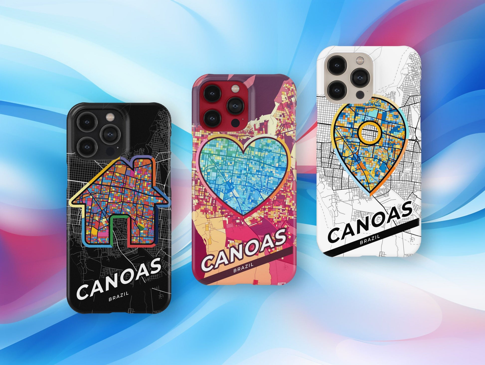 Canoas Brazil slim phone case with colorful icon. Birthday, wedding or housewarming gift. Couple match cases.