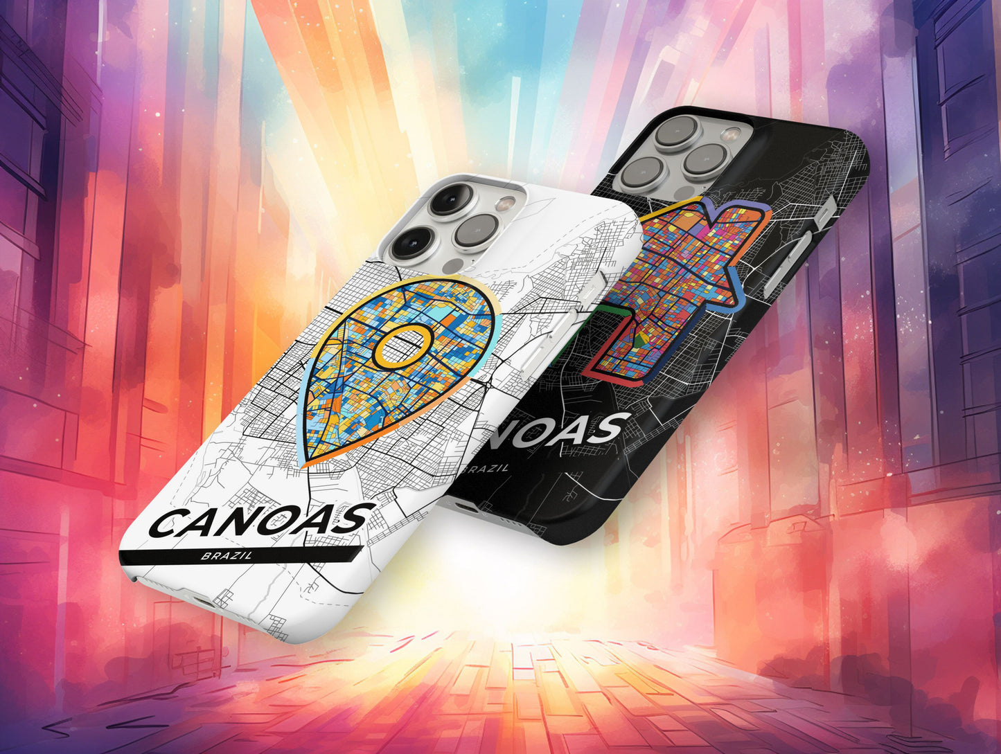 Canoas Brazil slim phone case with colorful icon. Birthday, wedding or housewarming gift. Couple match cases.