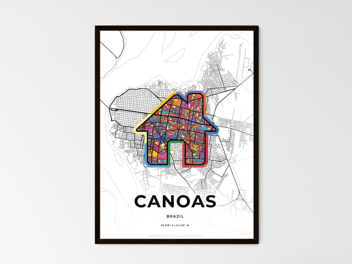 Canoas Brazil wedding art map with home icon