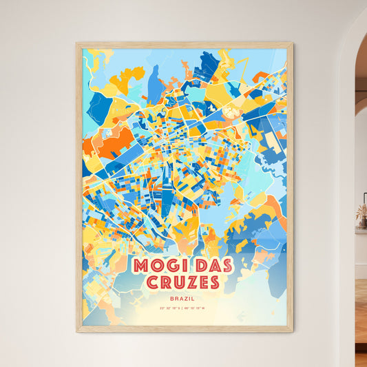 Colorful MOGI DAS CRUZES BRAZIL Fine Art Map Blue Orange