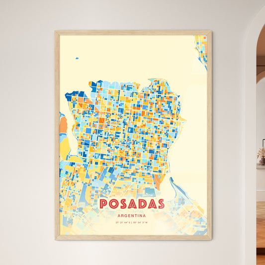 Colorful POSADAS ARGENTINA Fine Art Map Blue Orange