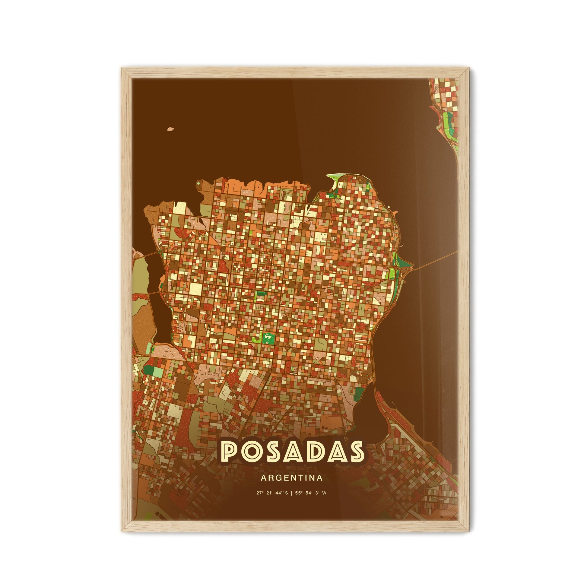 Colorful POSADAS ARGENTINA Fine Art Map Farmhouse