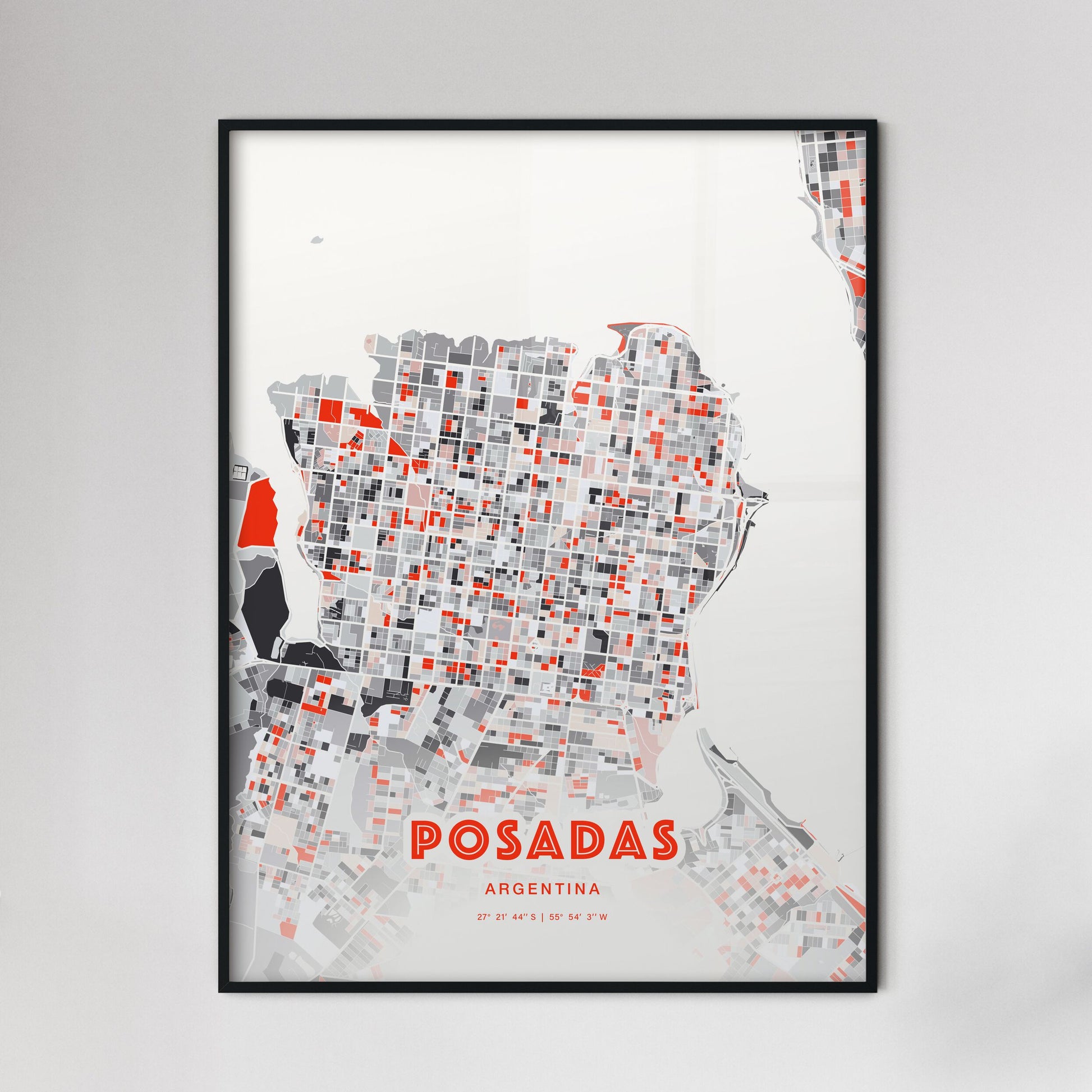 Colorful POSADAS ARGENTINA Fine Art Map Modern