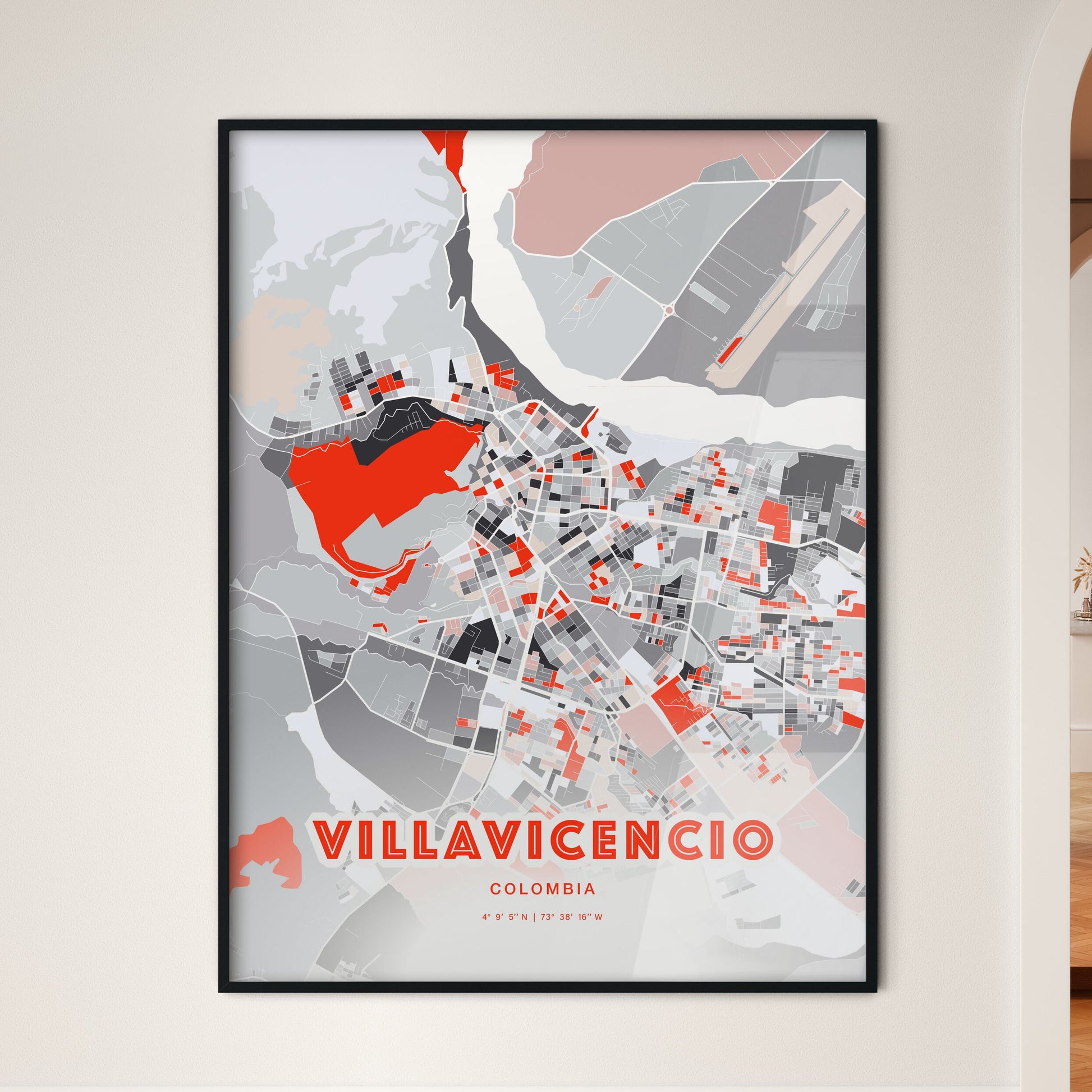 Colorful VILLAVICENCIO COLOMBIA Fine Art Map Modern