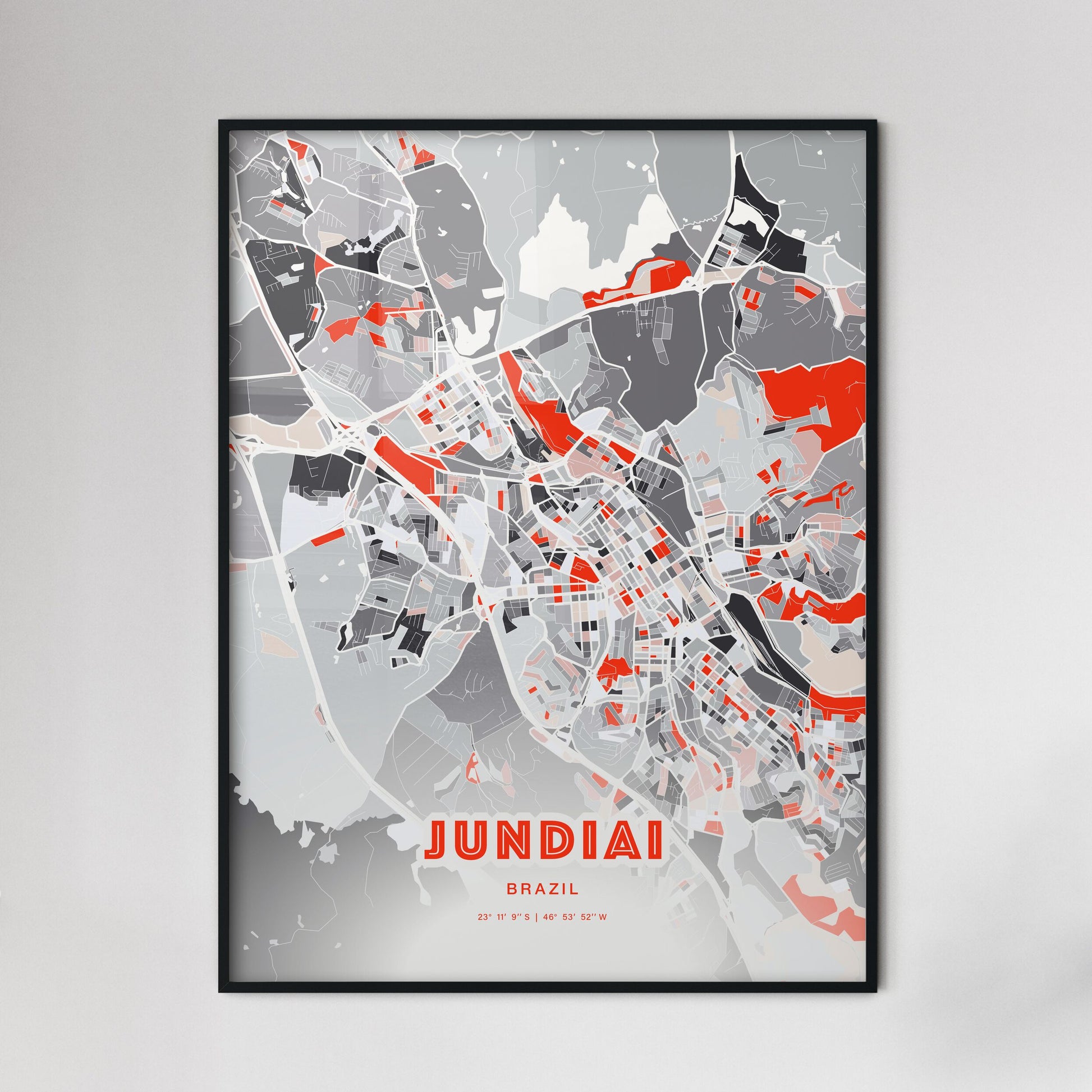 Colorful JUNDIAI BRAZIL Fine Art Map Modern