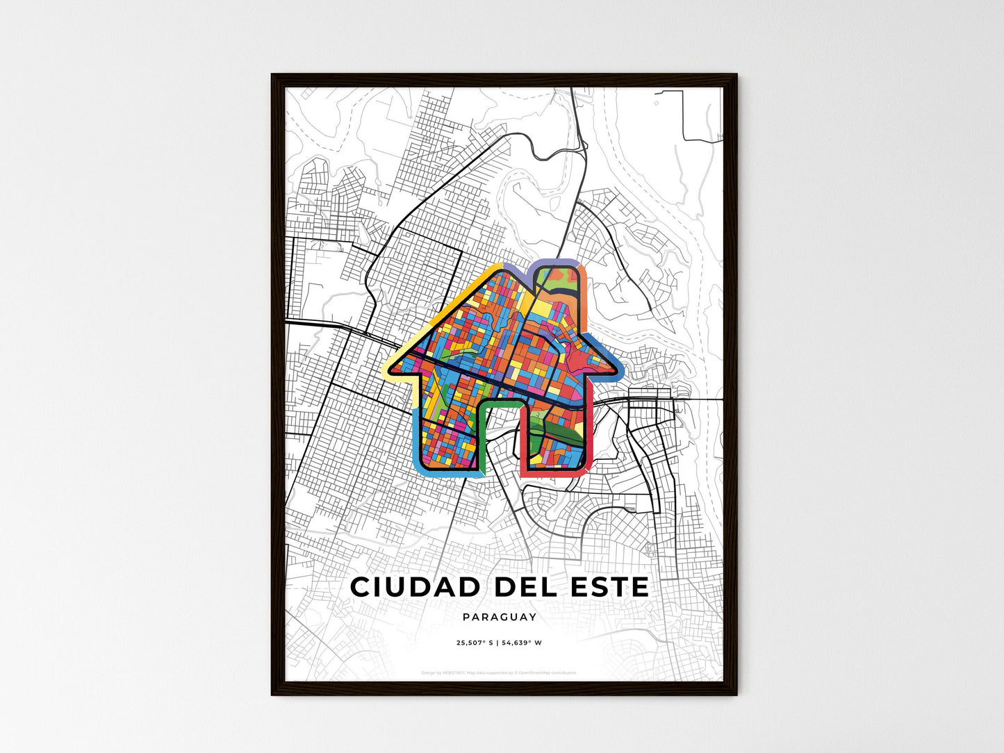 Ciudad Del Este Paraguay wedding art map with home icon
