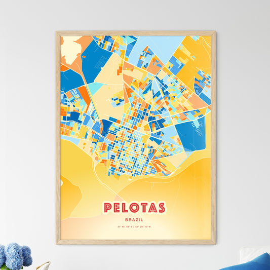 Colorful PELOTAS BRAZIL Fine Art Map Blue Orange