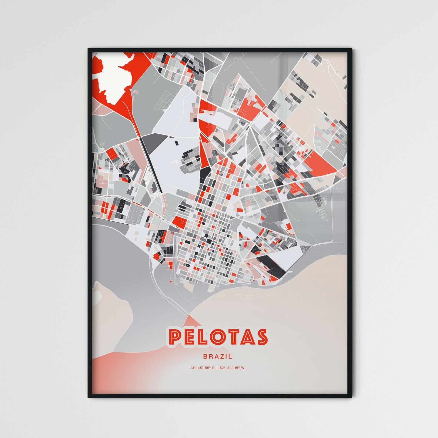 Colorful PELOTAS BRAZIL Fine Art Map Modern