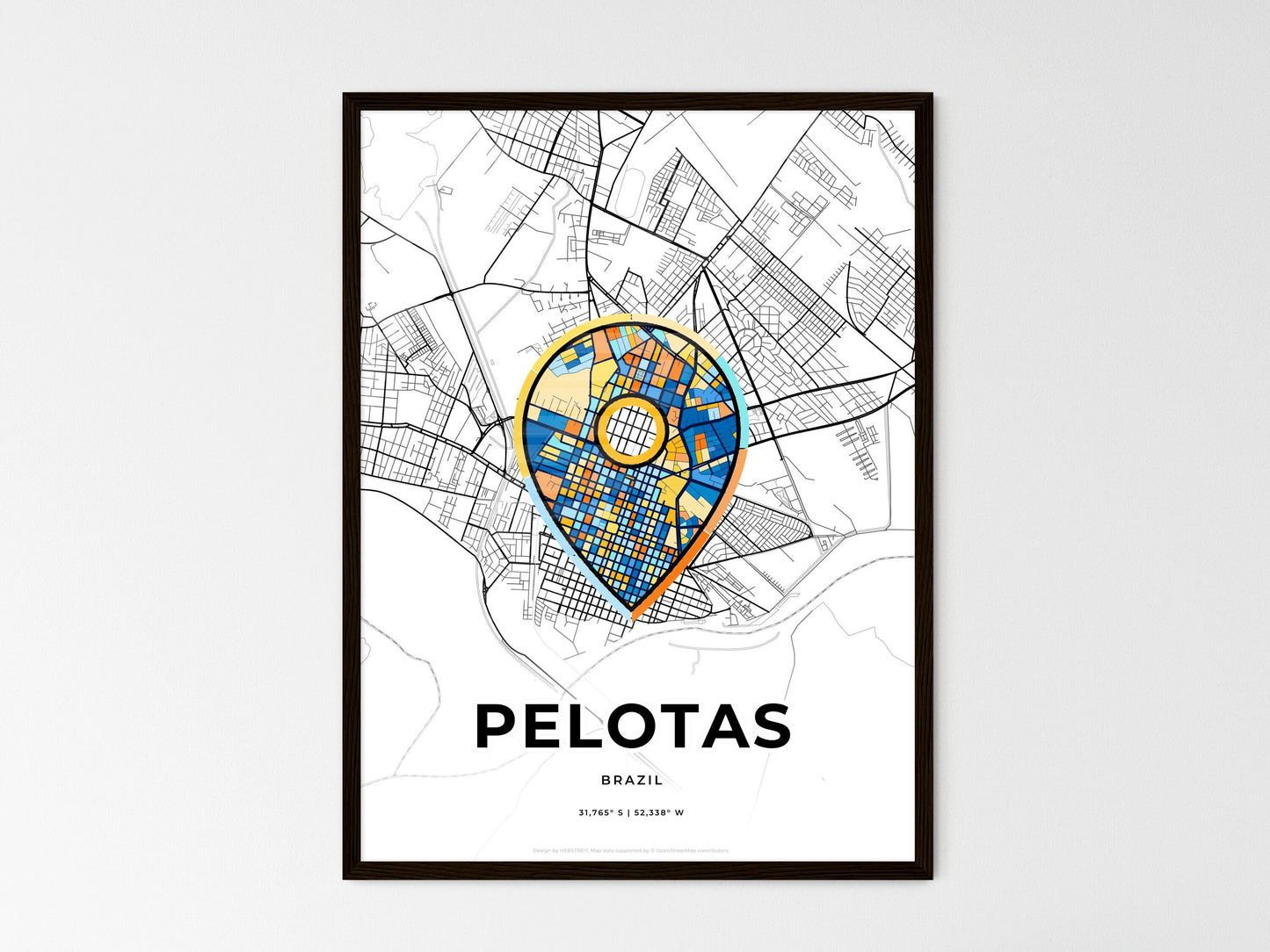 Pelotas Brazil wedding art map with pointer icon