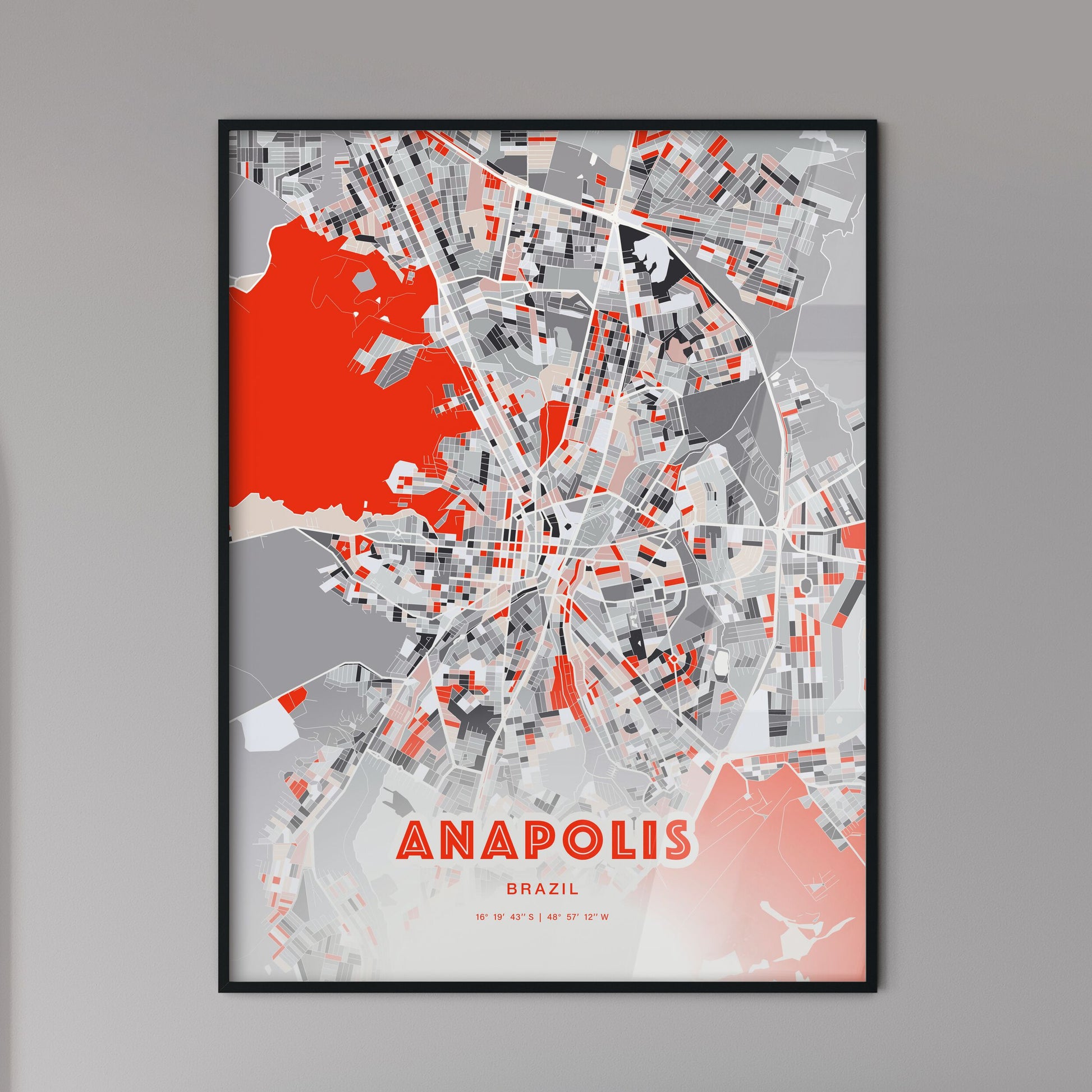 Colorful ANAPOLIS BRAZIL Fine Art Map Modern