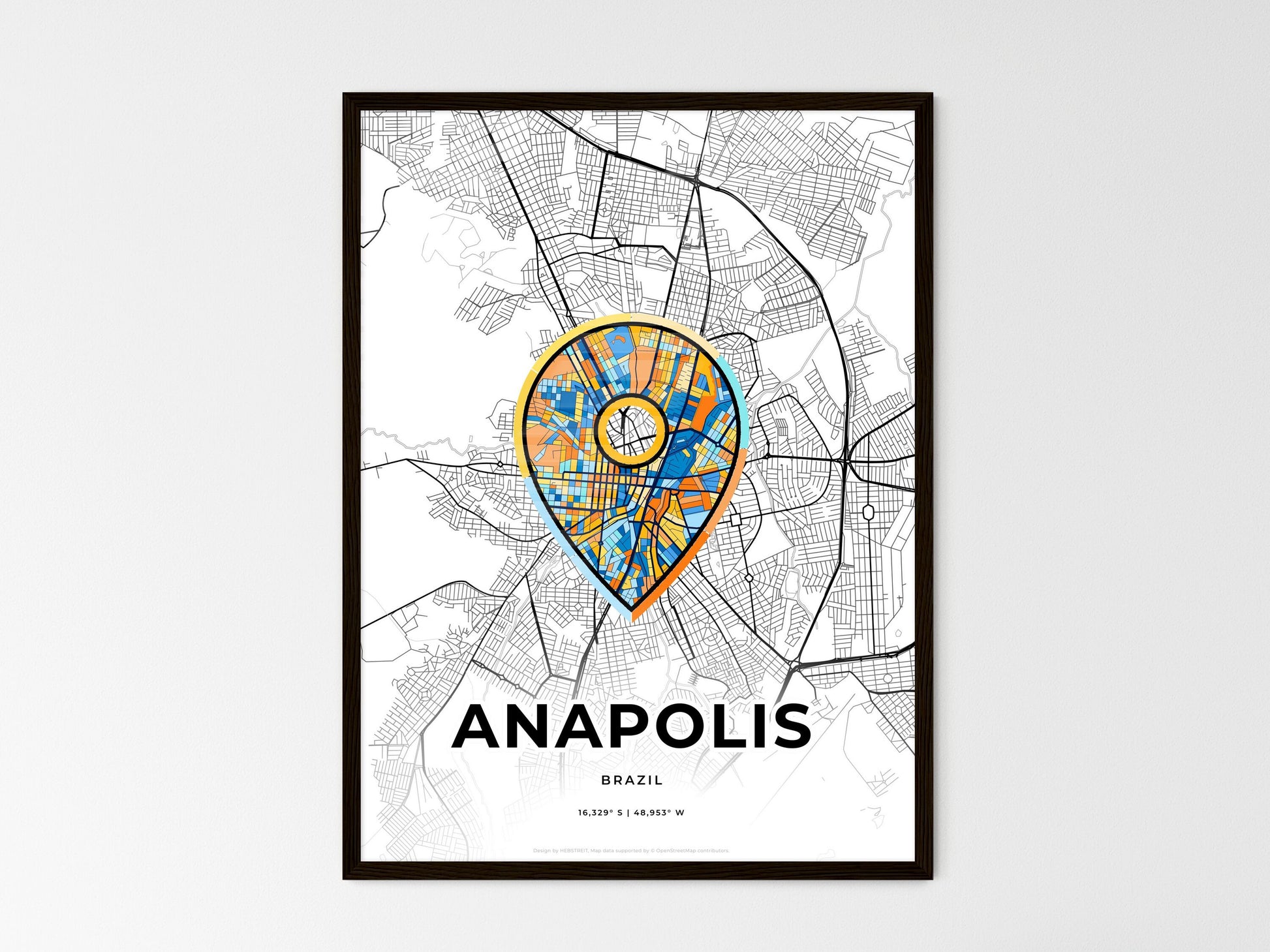 Anapolis Brazil wedding art map with pointer icon