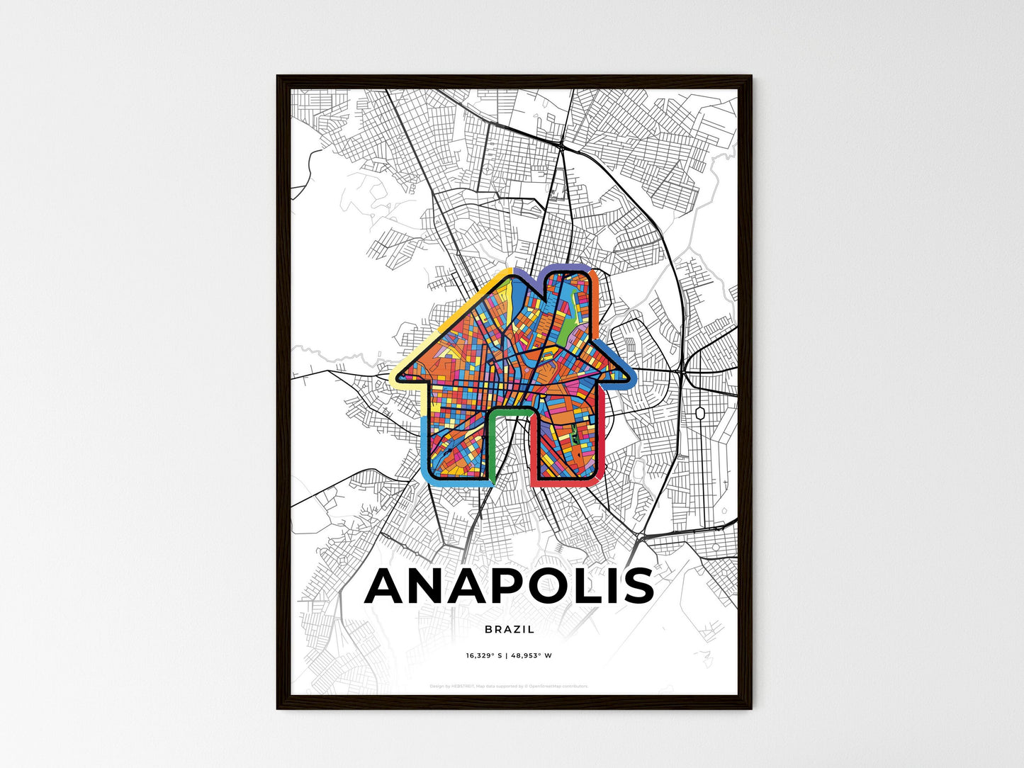 Anapolis Brazil wedding art map with home icon