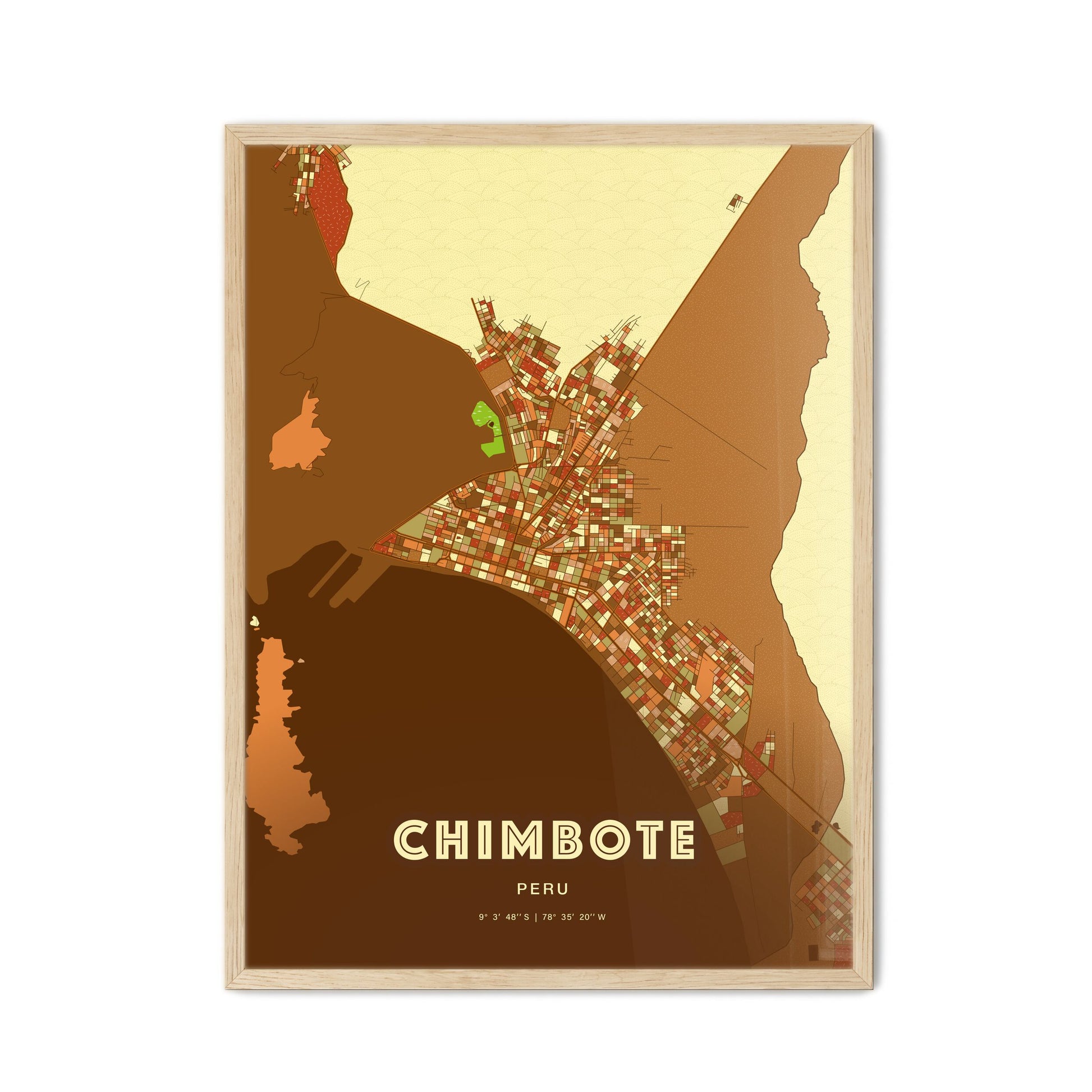 Colorful CHIMBOTE PERU Fine Art Map Farmhouse