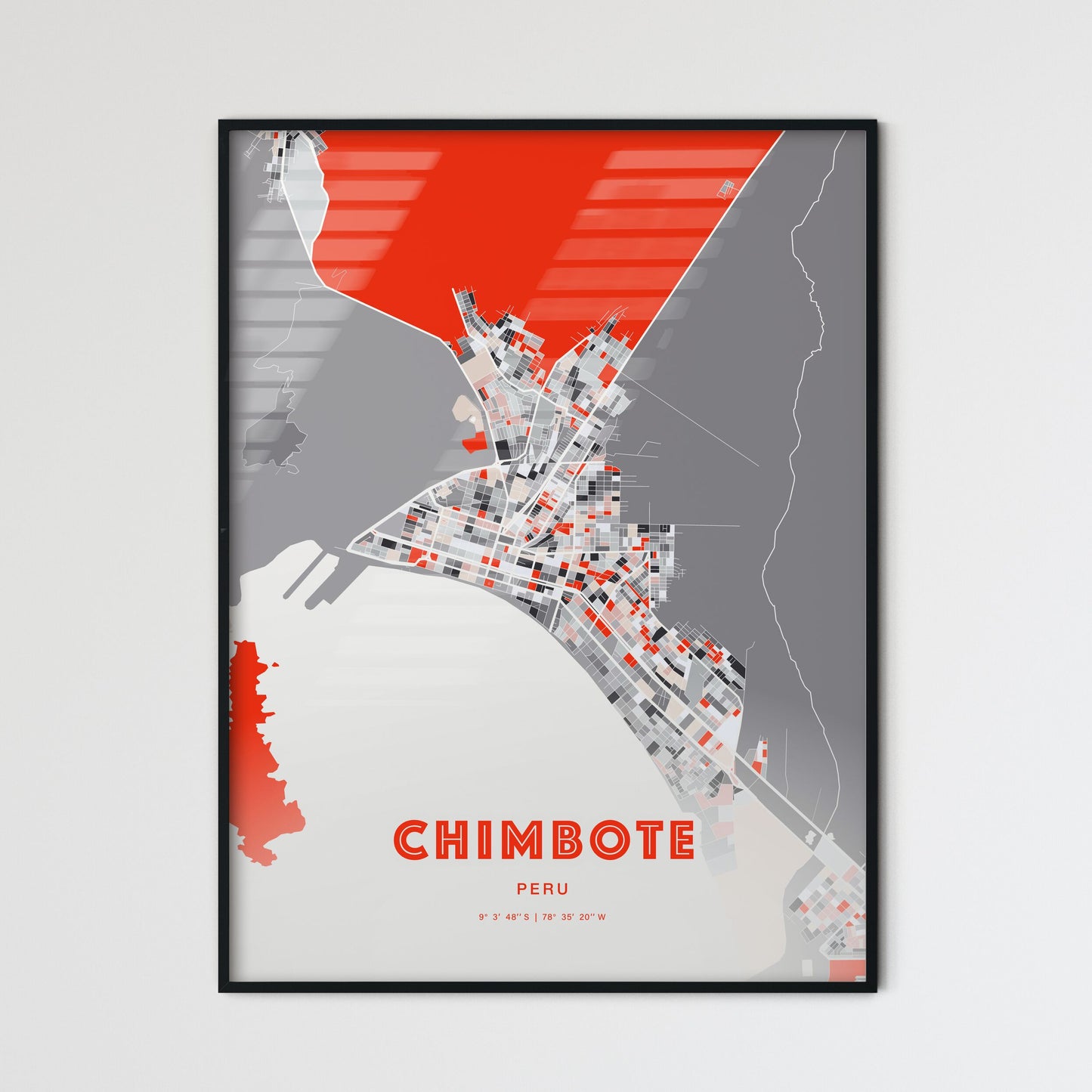 Colorful CHIMBOTE PERU Fine Art Map Modern