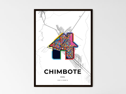 Chimbote Peru wedding art map with home icon