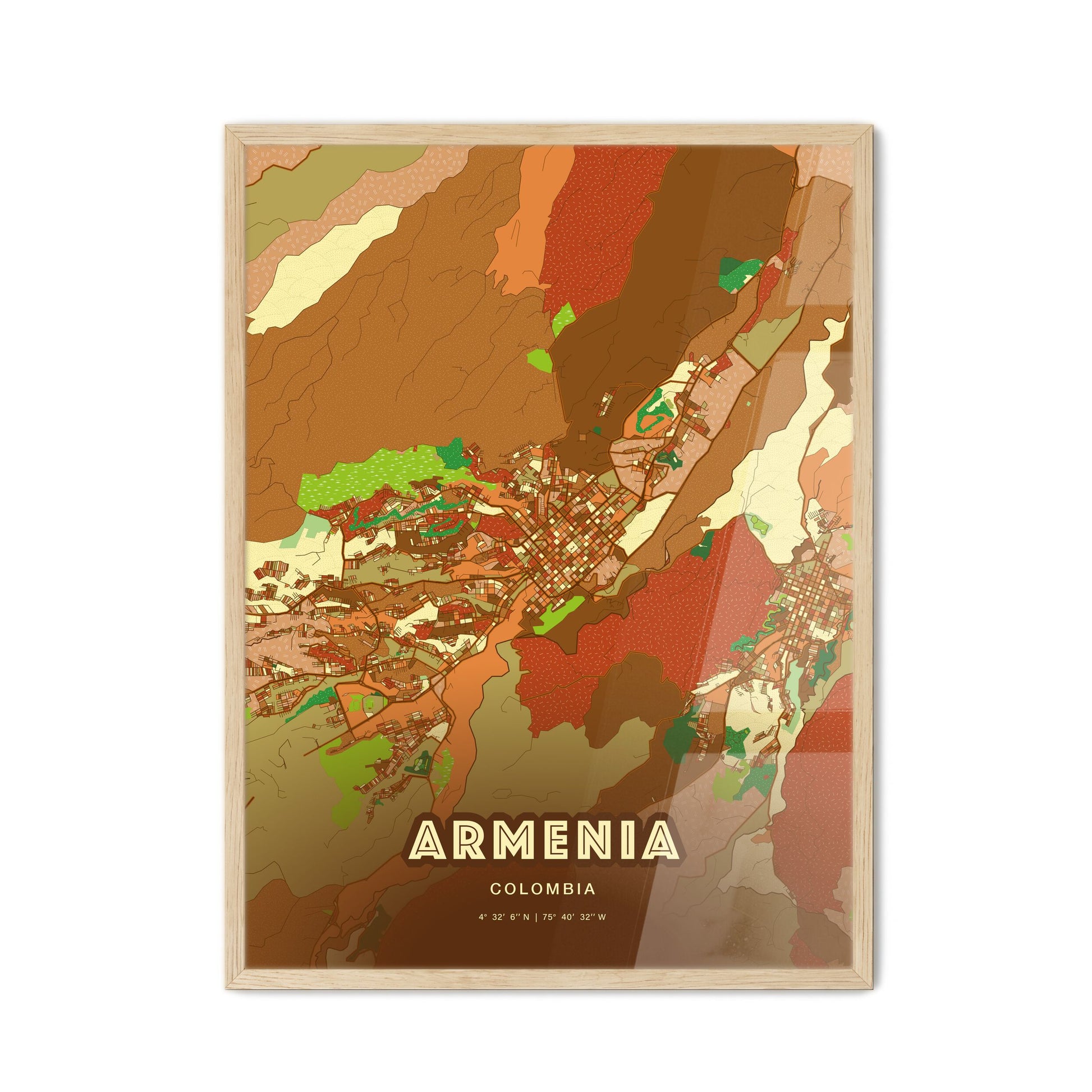 Colorful ARMENIA COLOMBIA Fine Art Map Farmhouse