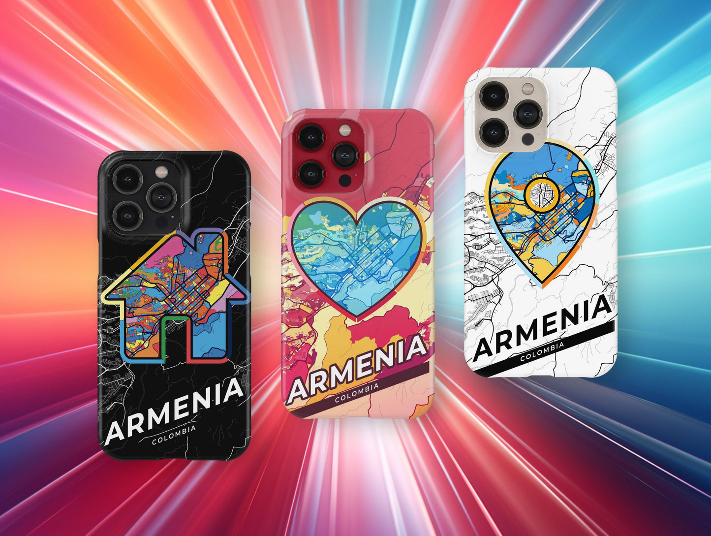 Armenia Colombia slim phone case with colorful icon. Birthday, wedding or housewarming gift. Couple match cases.