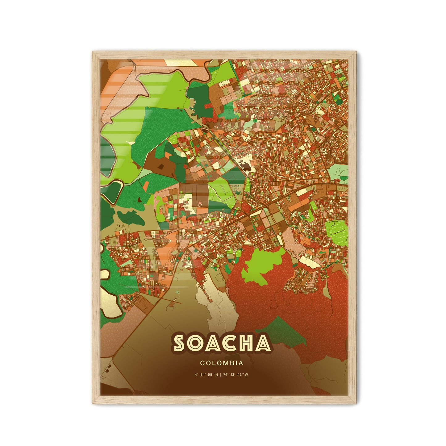 Colorful SOACHA COLOMBIA Fine Art Map Farmhouse