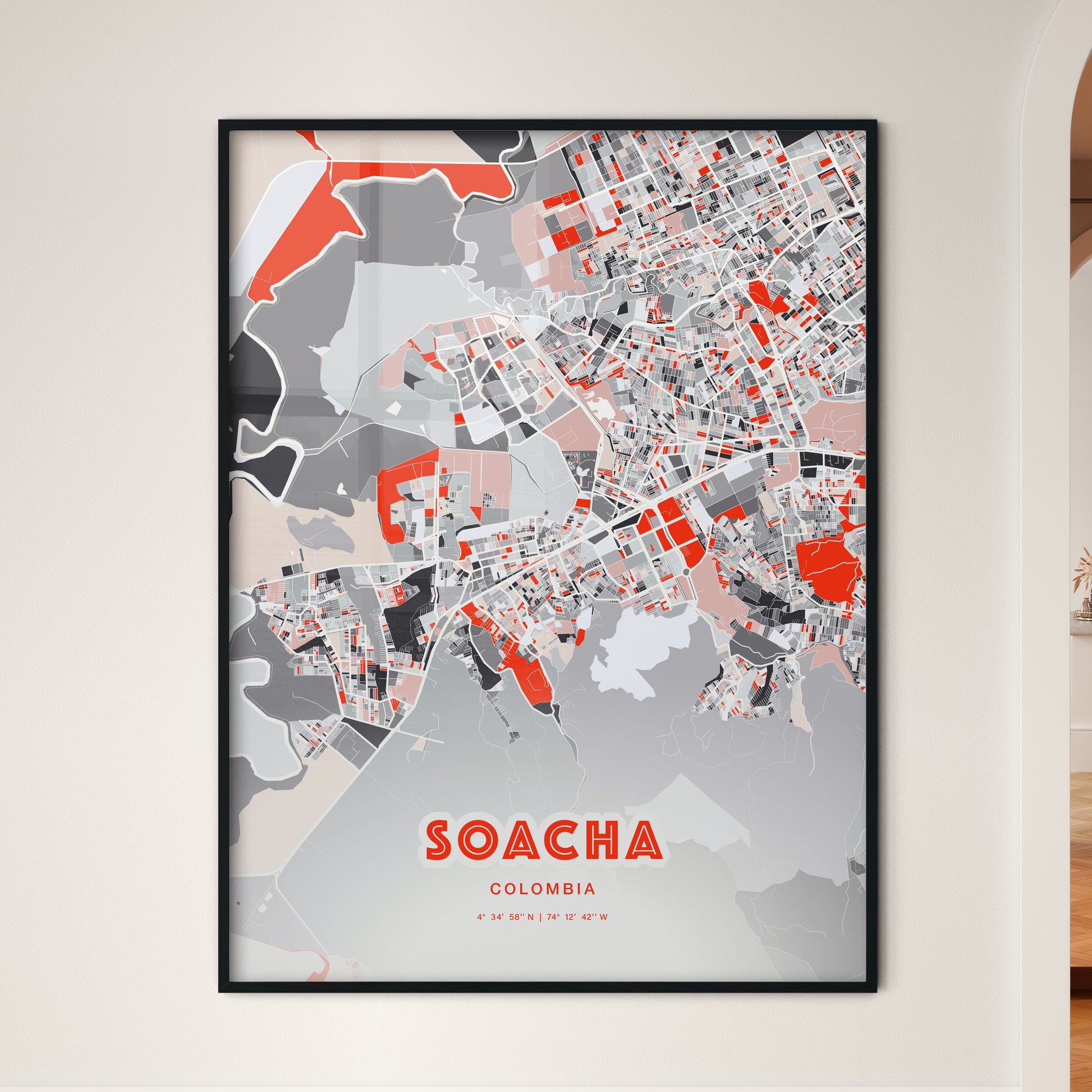 Colorful SOACHA COLOMBIA Fine Art Map Modern