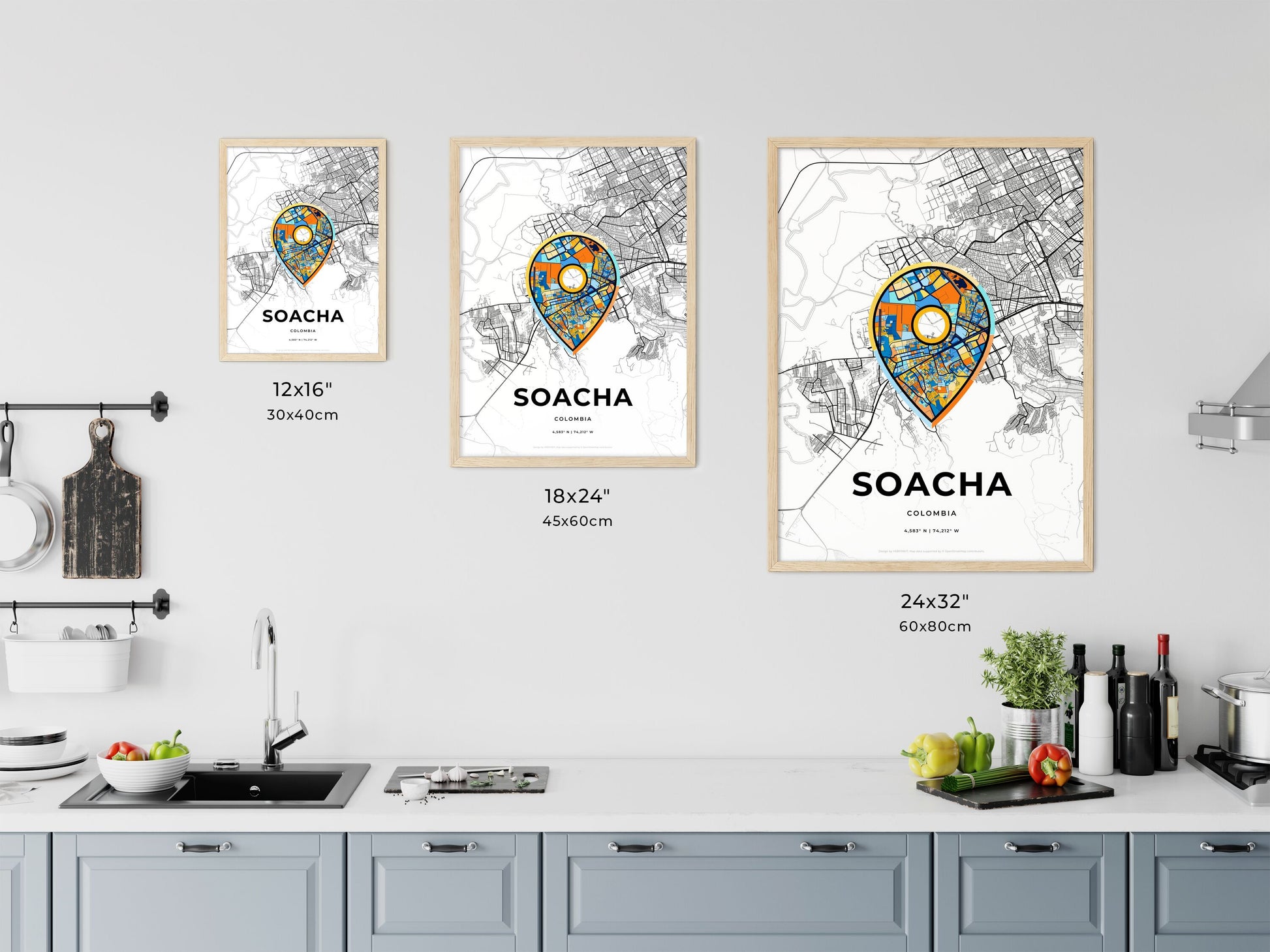 Soacha Colombia art map size chart