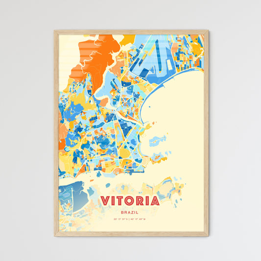 Colorful VITORIA BRAZIL Fine Art Map Blue Orange