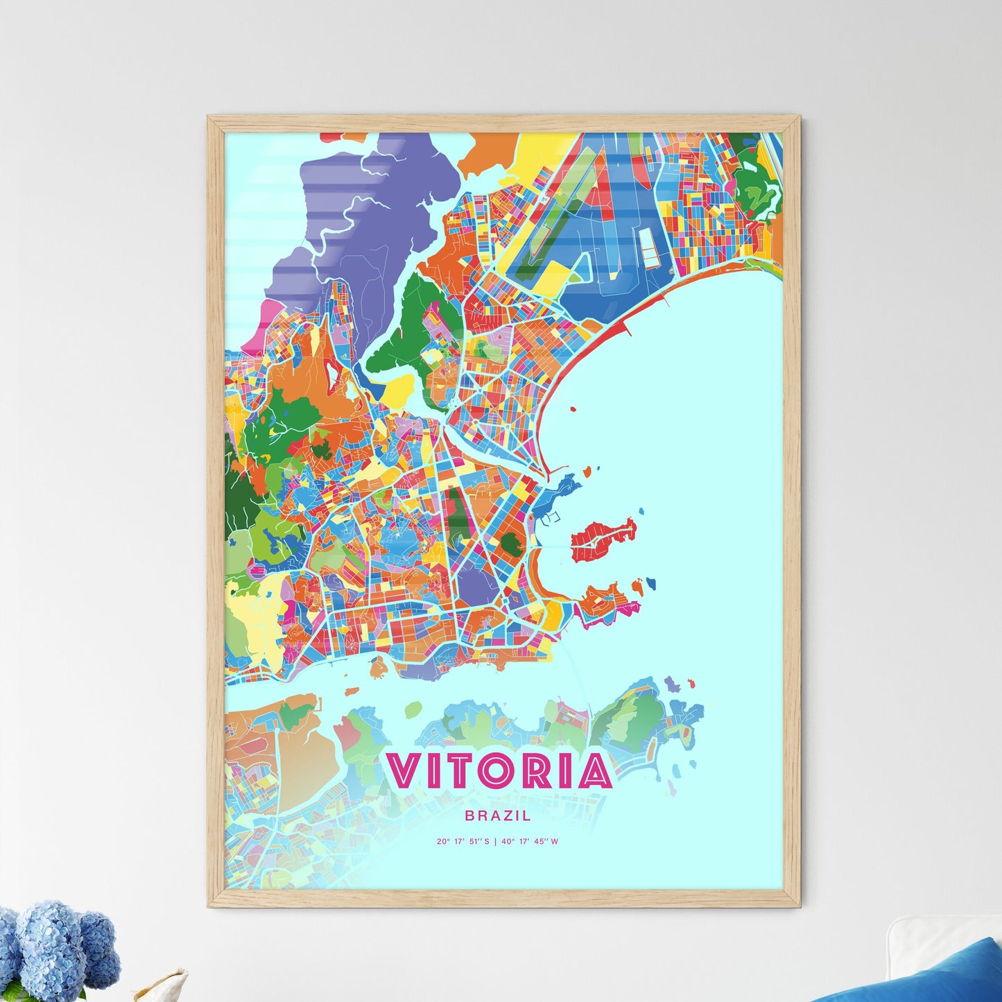 Colorful VITORIA BRAZIL Fine Art Map Crazy Colors