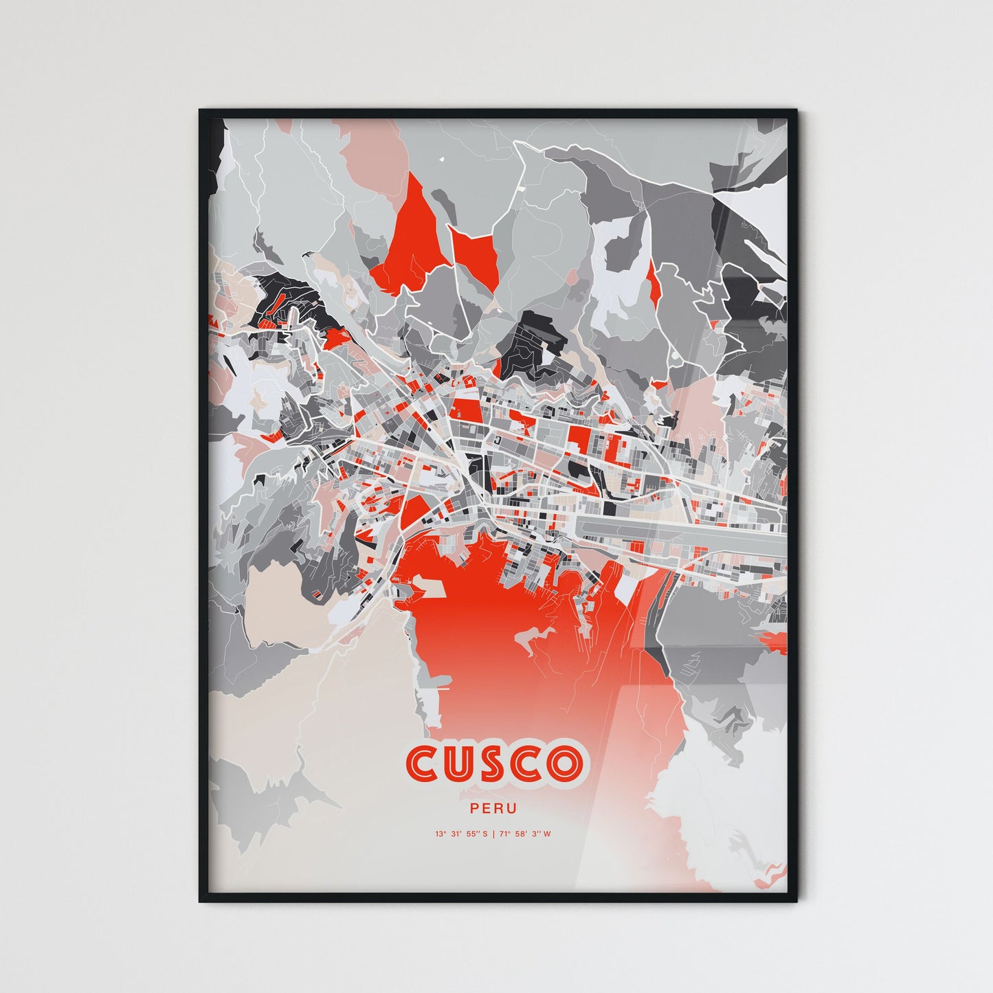 Colorful CUSCO PERU Fine Art Map Modern