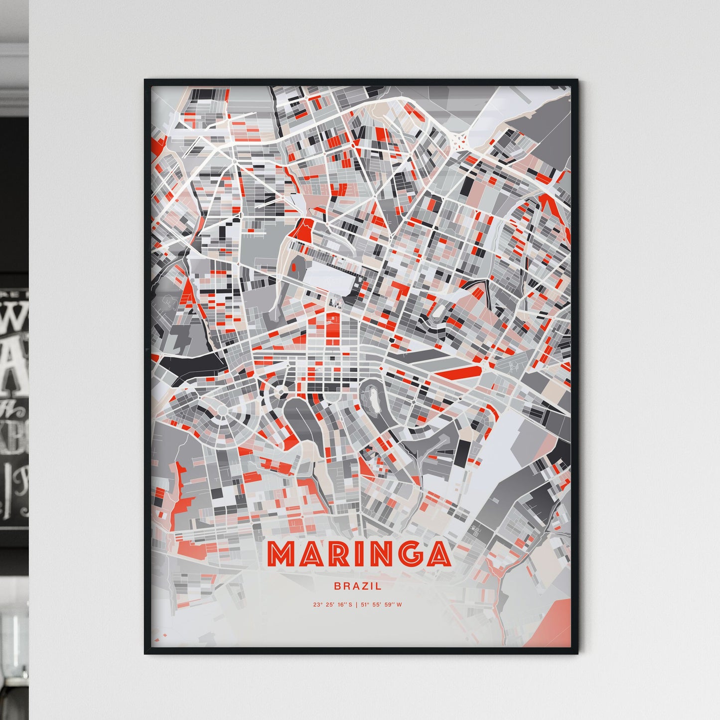 Colorful MARINGA BRAZIL Fine Art Map Modern