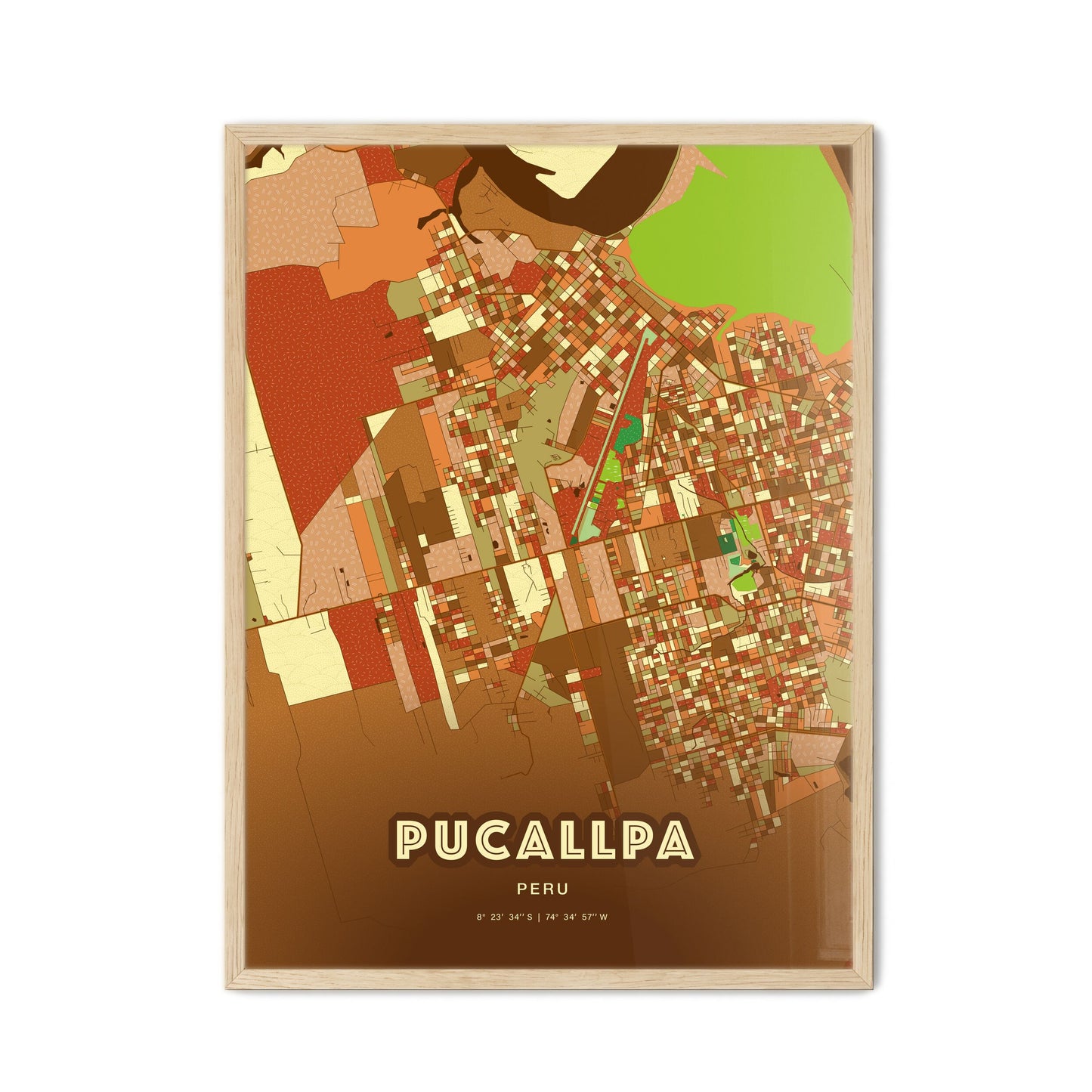 Colorful PUCALLPA PERU Fine Art Map Farmhouse