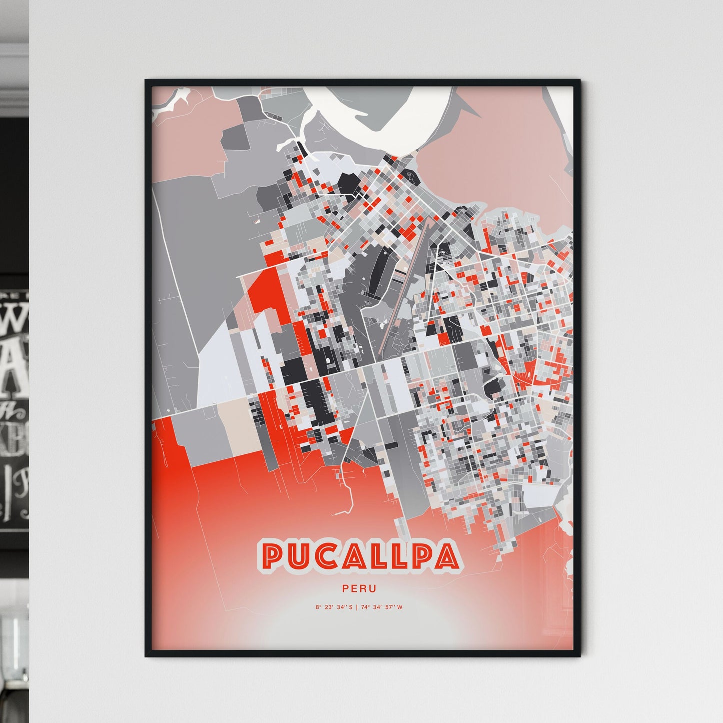 Colorful PUCALLPA PERU Fine Art Map Modern