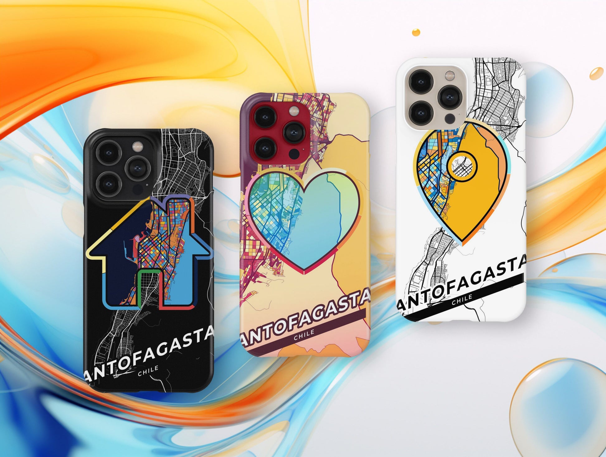 Antofagasta Chile slim phone case with colorful icon. Birthday, wedding or housewarming gift. Couple match cases.