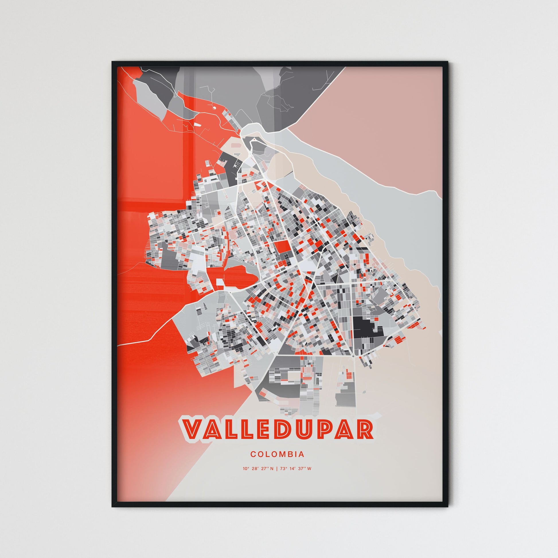 Colorful VALLEDUPAR COLOMBIA Fine Art Map Modern