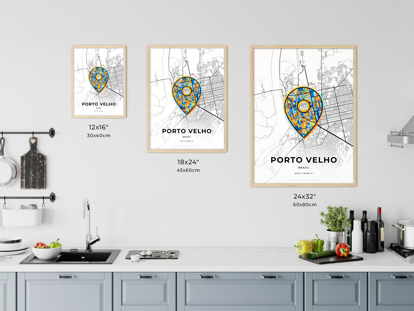 Porto Velho Brazil art map size chart