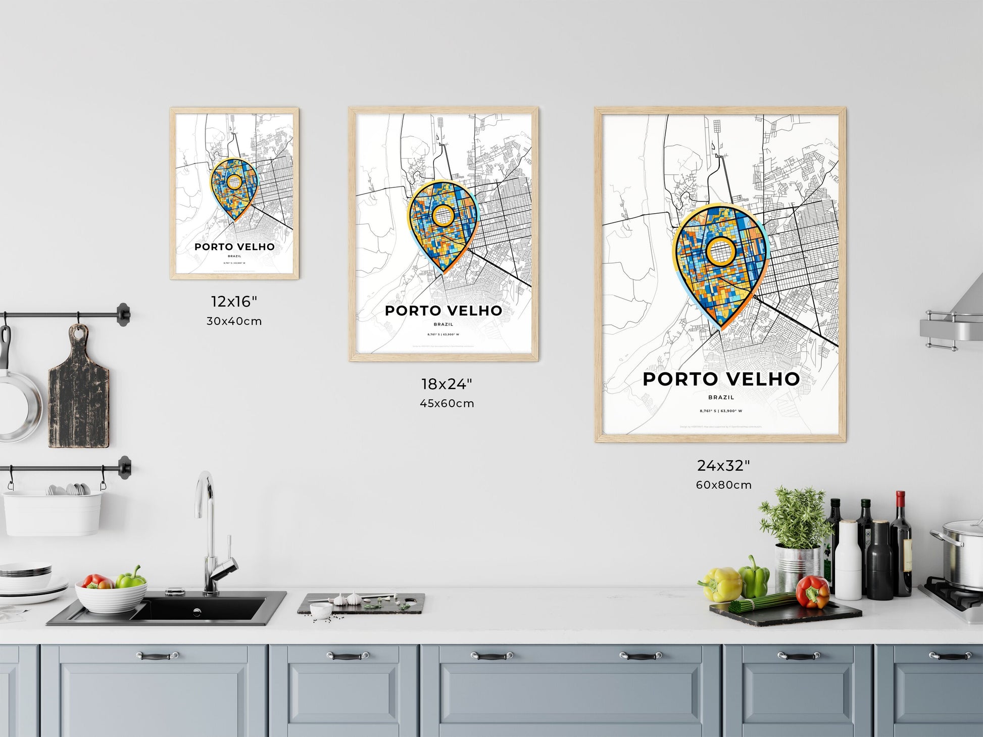 Porto Velho Brazil art map size chart
