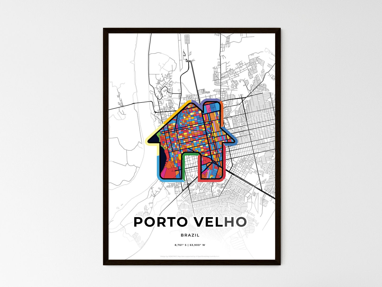 Porto Velho Brazil wedding art map with home icon