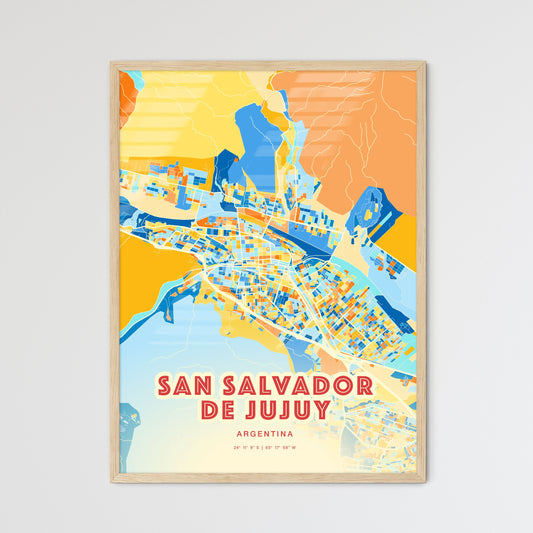 Colorful SAN SALVADOR DE JUJUY ARGENTINA Fine Art Map Blue Orange