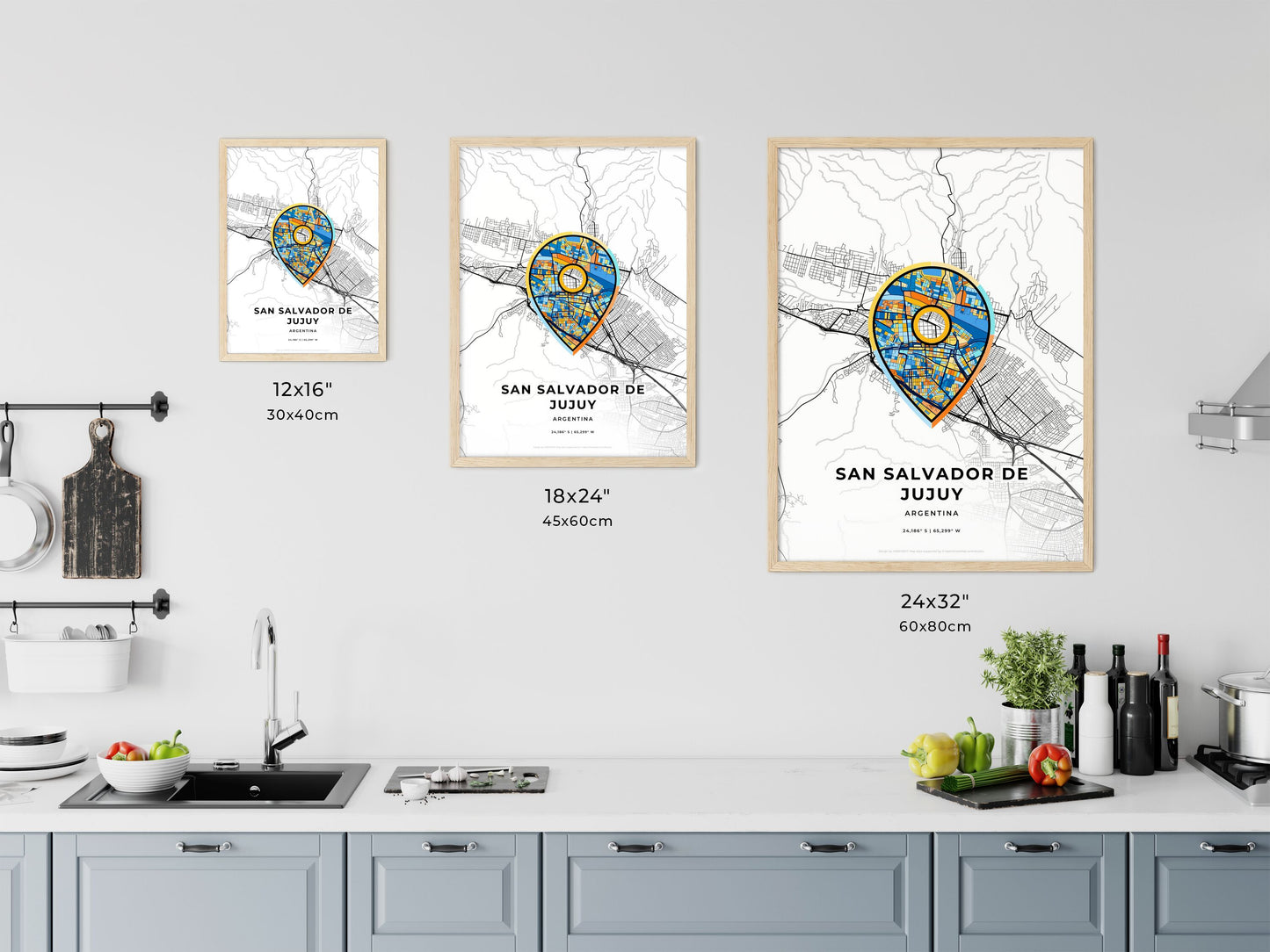 San Salvador De Jujuy Argentina art map size chart