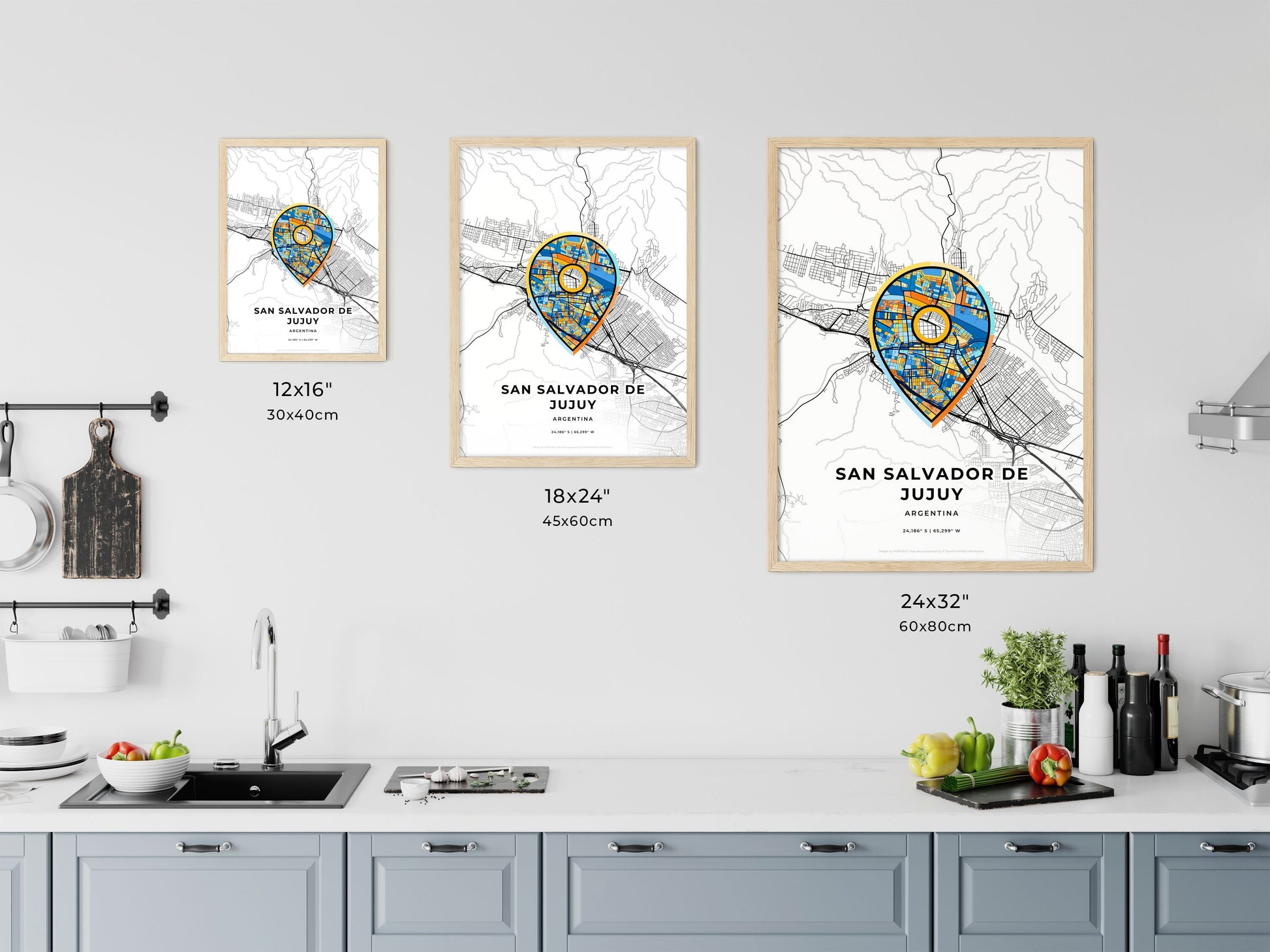 San Salvador De Jujuy Argentina art map size chart