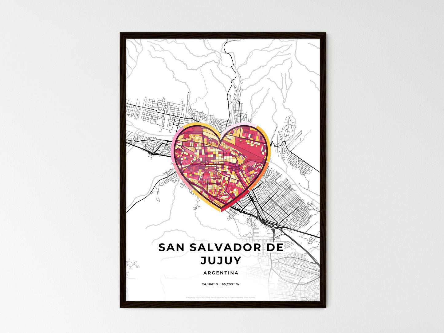 San Salvador De Jujuy Argentina wedding art map with heart icon