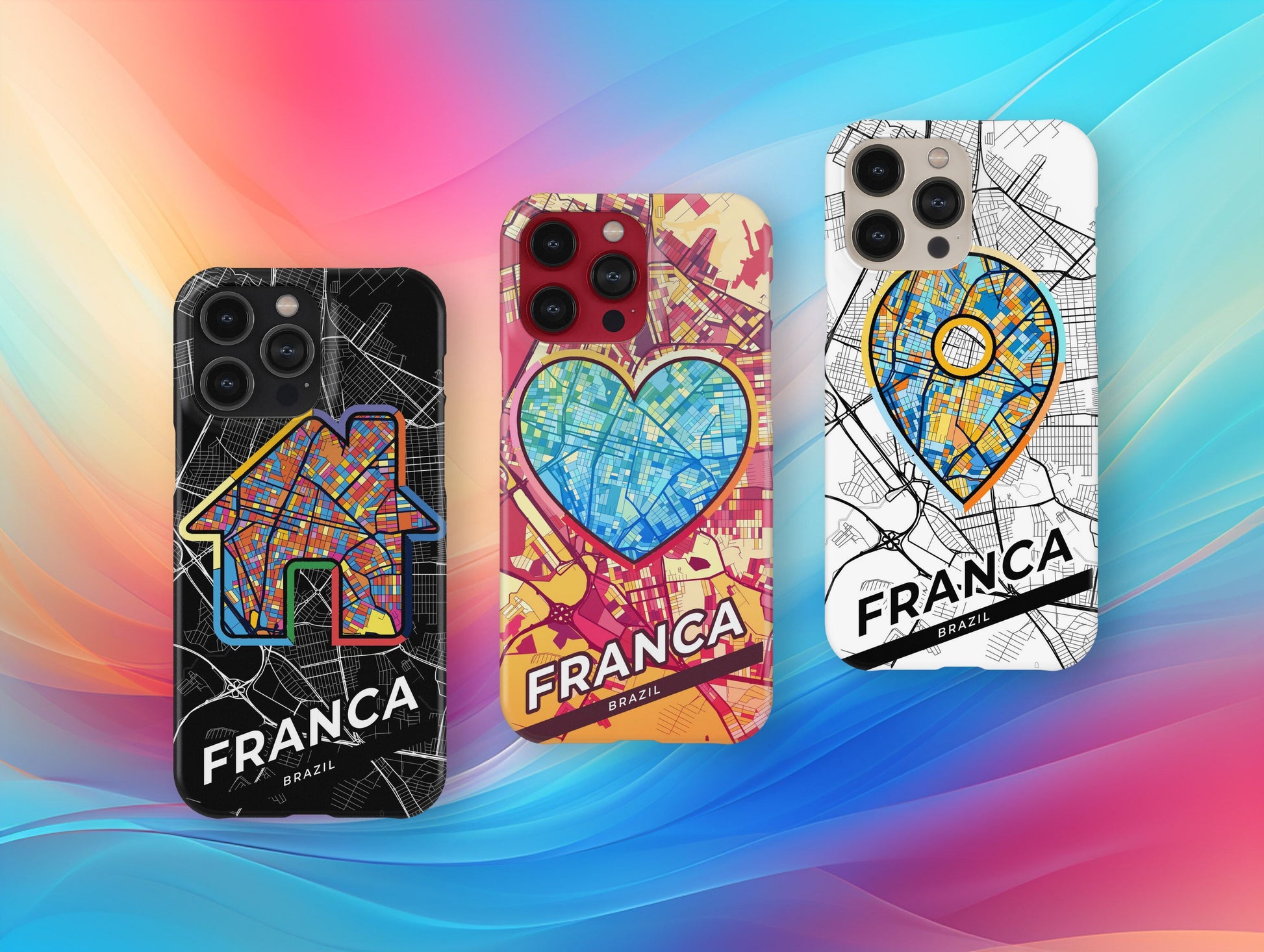 Franca Brazil slim phone case with colorful icon. Birthday, wedding or housewarming gift. Couple match cases.