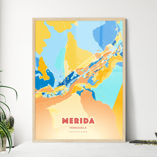 Colorful MERIDA VENEZUELA Fine Art Map Blue Orange