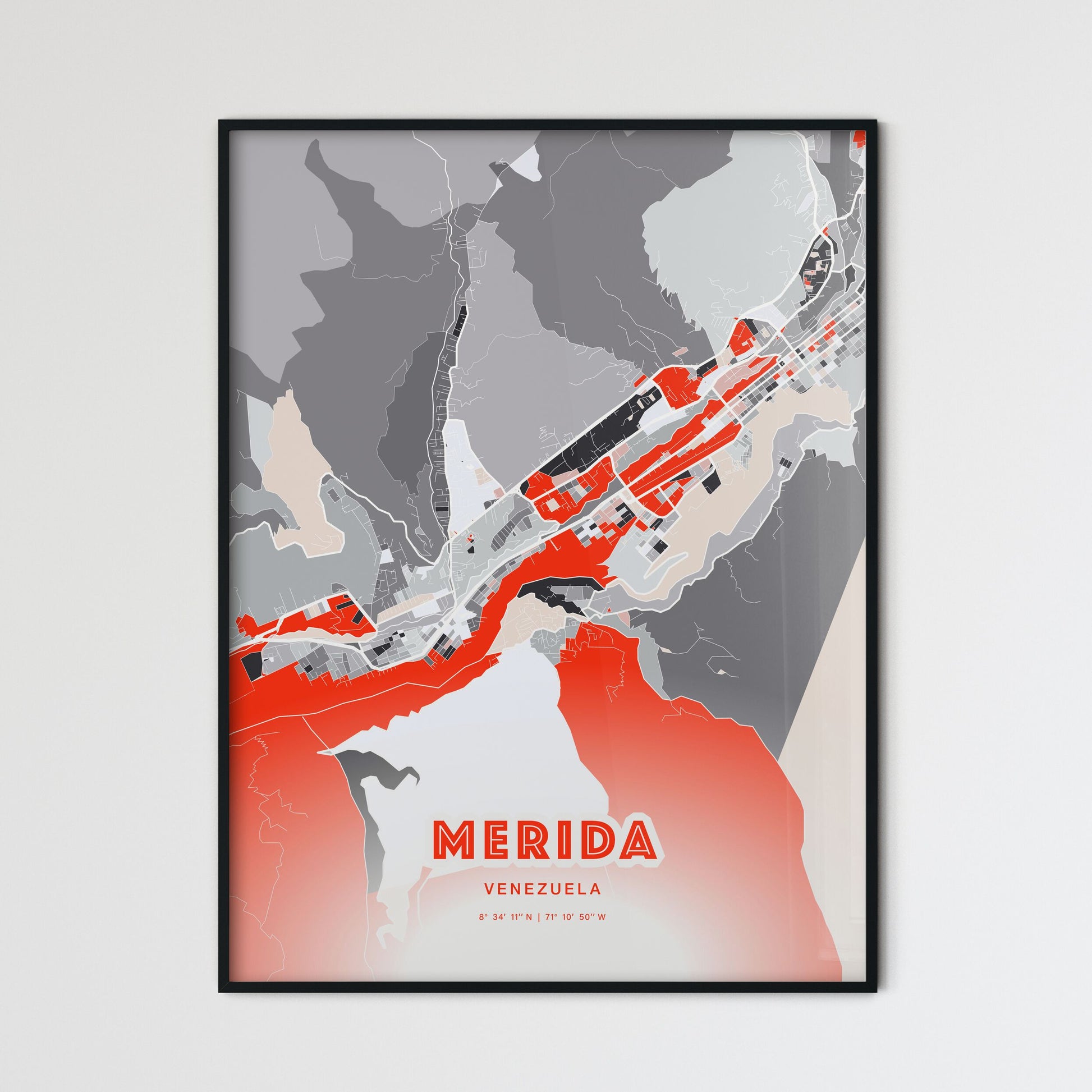 Colorful MERIDA VENEZUELA Fine Art Map Modern