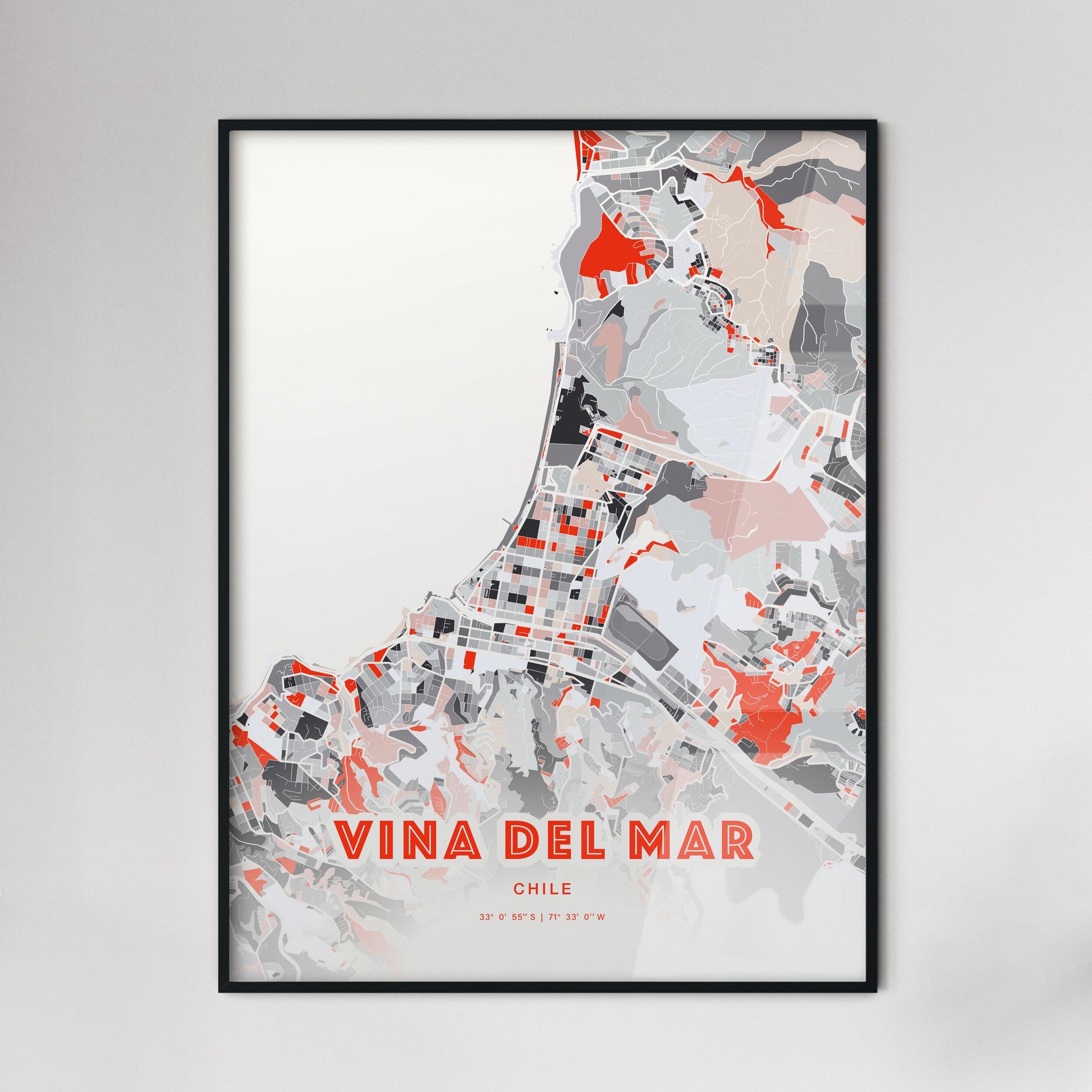 Colorful VINA DEL MAR CHILE Fine Art Map Modern