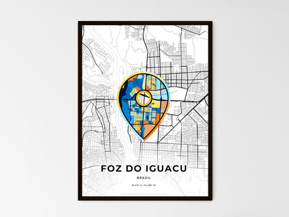 FOZ DO IGUACU BRAZIL minimal art map with a colorful icon. Where it all began, Couple map gift. Style 1