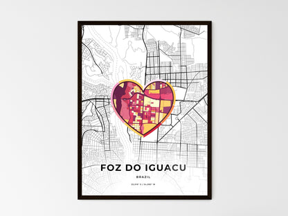 FOZ DO IGUACU BRAZIL minimal art map with a colorful icon. Where it all began, Couple map gift. Style 2