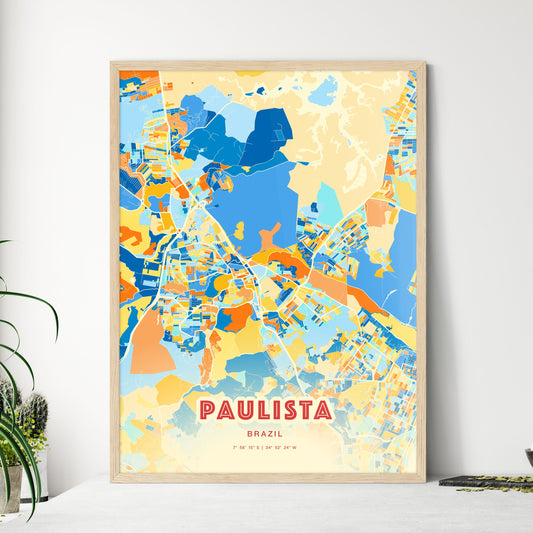 Colorful PAULISTA BRAZIL Fine Art Map Blue Orange