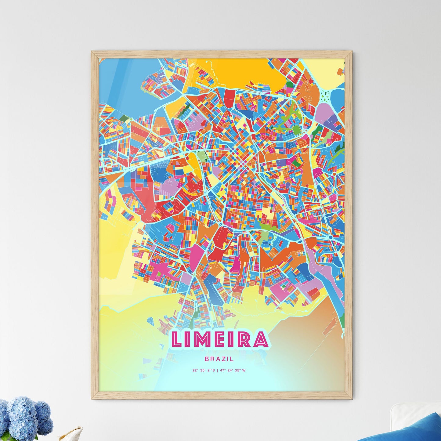 Colorful LIMEIRA BRAZIL Fine Art Map Crazy Colors