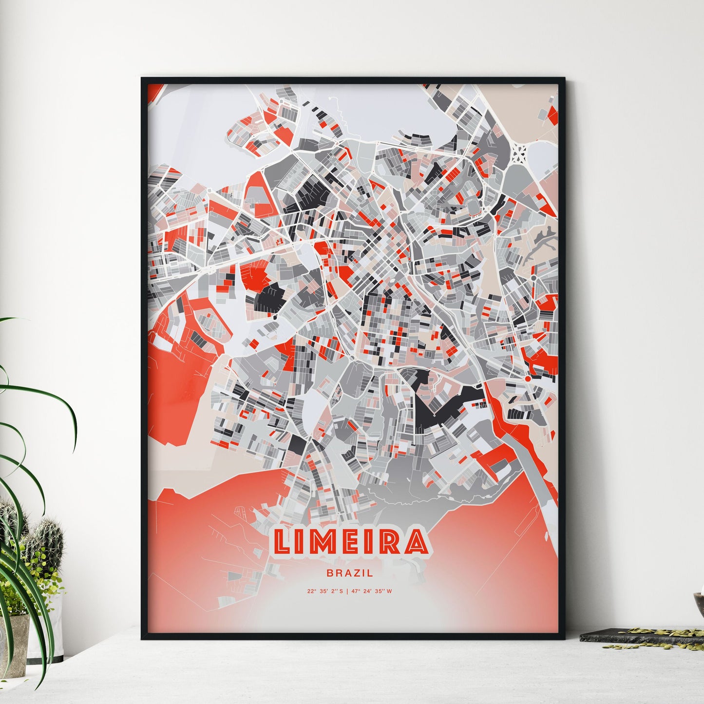 Colorful LIMEIRA BRAZIL Fine Art Map Modern